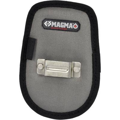 A grey, oval bag with a metal clasp and a black border, bearing the 'CK Magma' logo at the top.