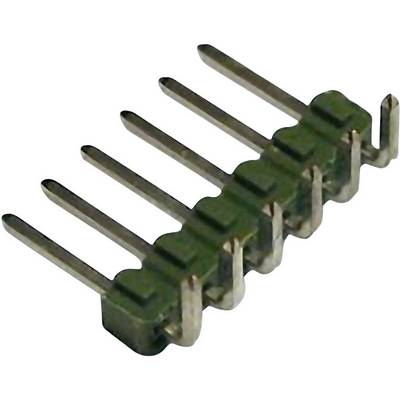 A six-pole connector with a rectangular plastic housing and straight metal pins for electrical connection.
