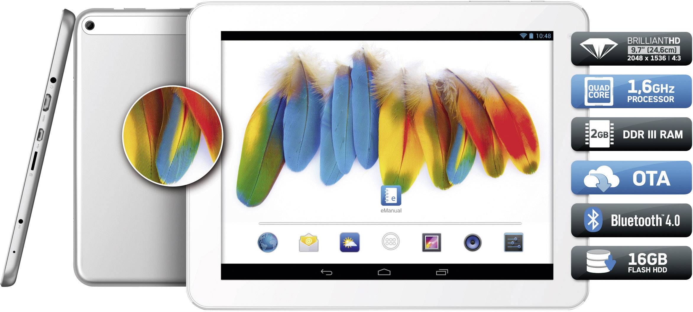 Odys Wifi 16 Gb White Android 24 6 Cm 9 7 Inch 1 6 Ghz Arm Cortex Android 4 2 2 2048 X 1536 P Conrad Com