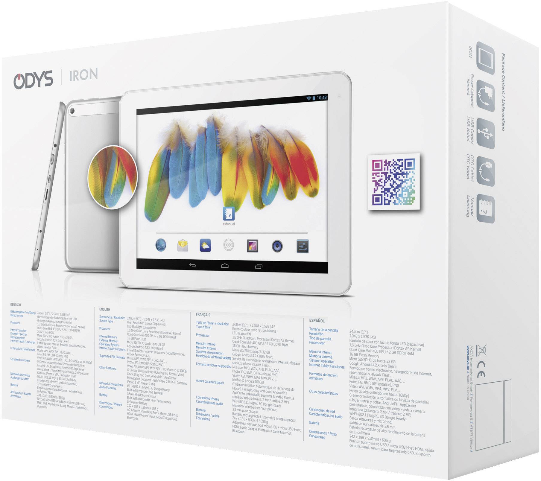 Odys Wifi 16 Gb White Android 24 6 Cm 9 7 Inch 1 6 Ghz Arm Cortex Android 4 2 2 2048 X 1536 P Conrad Com