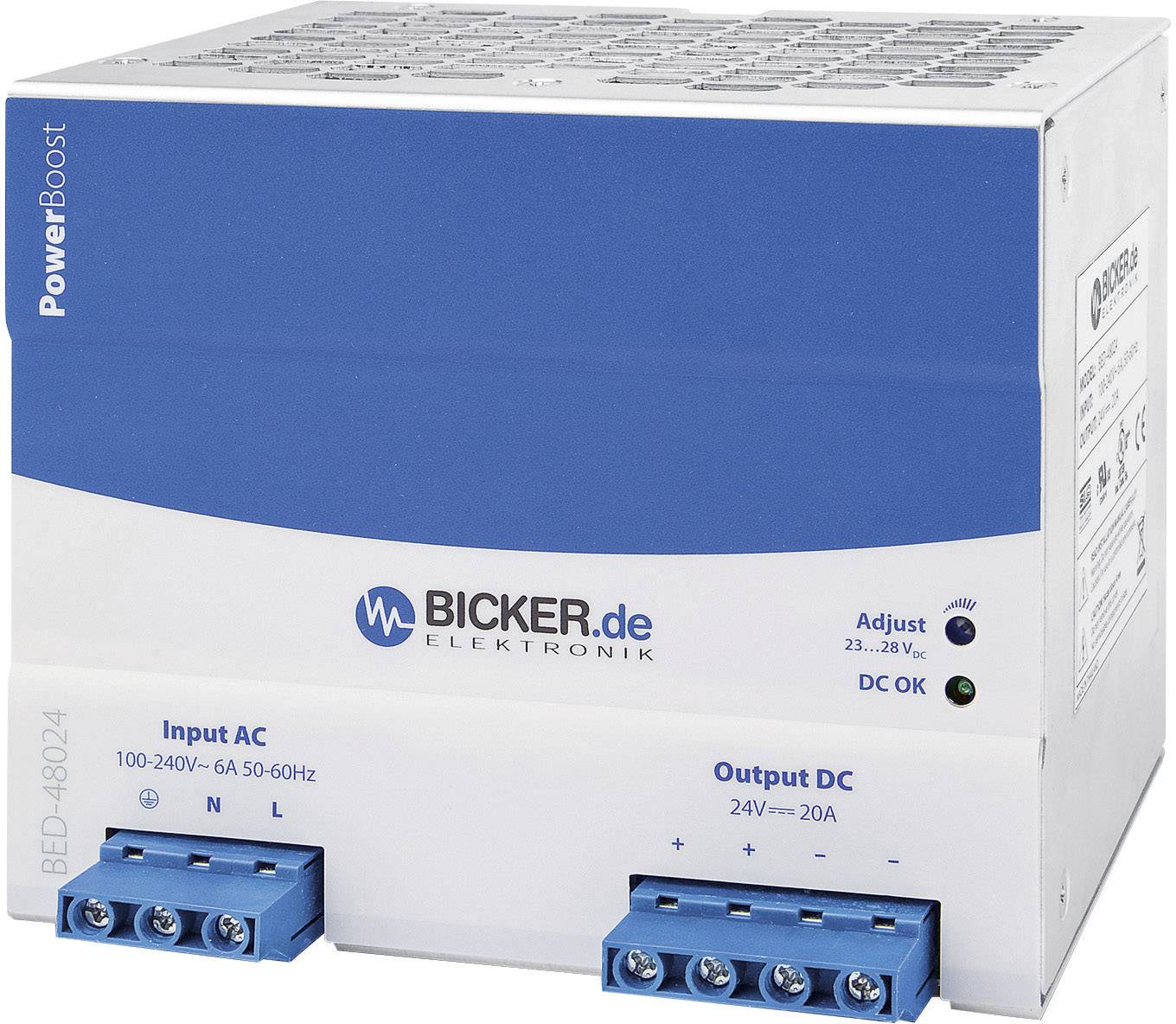 Bicker Elektronik BED-48024 Rail mounted PSU (DIN) 24 V DC 20 A 480 W 1 x