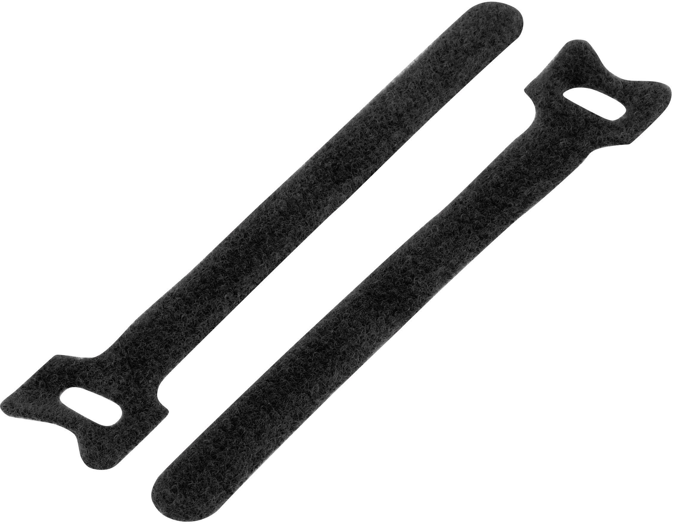TRU COMPONENTS TC-MGT-150BK203 Hook-and-loop cable tie for bundling Hook and loop pad (L x W) 150 mm x 12 mm Black 1 pc(