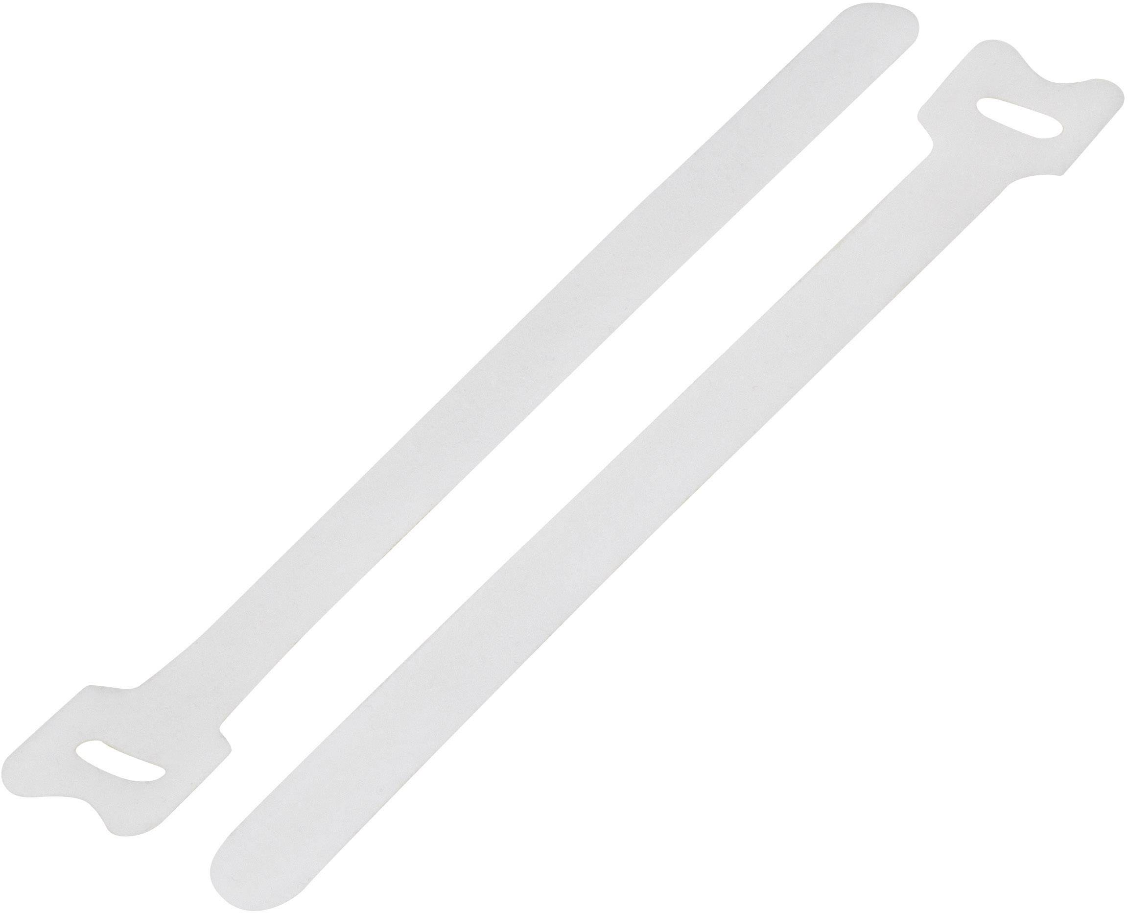 TRU COMPONENTS TC-MGT-180WE203 Hook-and-loop cable tie for bundling Hook and loop pad (L x W) 180 mm x 12 mm White 1 pc(s)