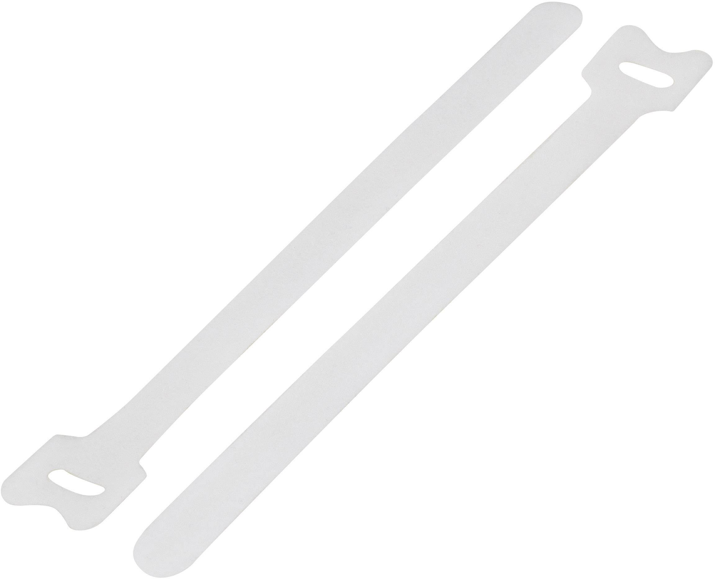 TRU COMPONENTS TC-MGT-240WE203 Hook-and-loop cable tie for bundling Hook and loop pad (L x W) 240 mm x 16 mm White 1 pc(s)