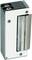 Electric door opener with a metallic casing and visible mechanism, suitable for use in security and access control systems.