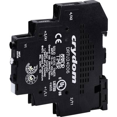'Crydom DRTU24D06' Industrial Semiconductor Relay for DIN rail mounting, black housing colour, suitable for control systems and automation.