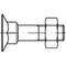 Technical drawing of a bolt with a hexagonal nut. Shows side view with flange detailed.