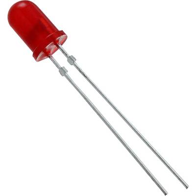 Single red LED diode with two metallic connectors, on a neutral background.