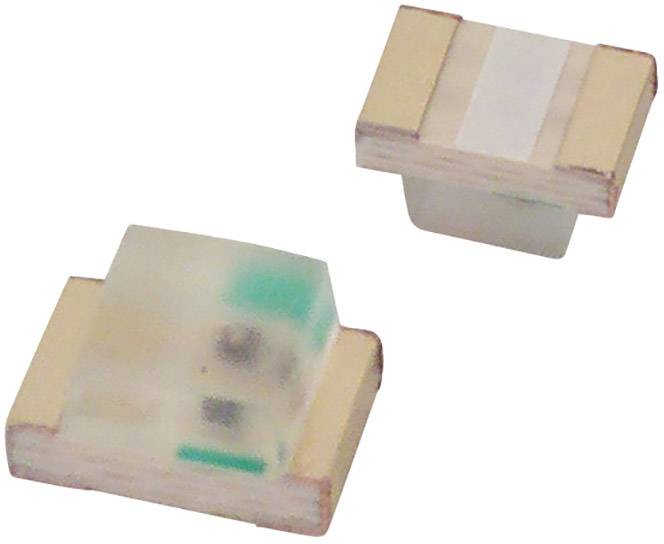 Two tiny electronic components on a white background. They have a flat, rectangular shape with metal contacts at the ends.
