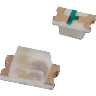 Two SMD LEDs, one with a green stripe, on a white background. They are small electronic components used for illumination.
