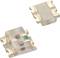 Two small, square electronic components with metallic connectors, possibly LEDs or similar components.