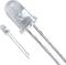 Two transparent LEDs with long metal legs, one at the front and a smaller one behind. Ideal for electronic circuit assembly.