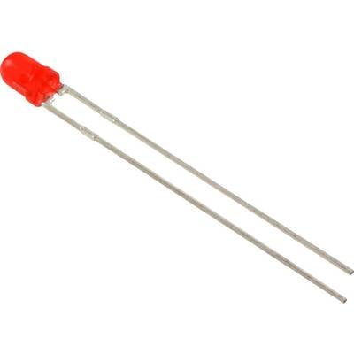 Red LED with two metal legs on a white background. Used to indicate current flow in electronic circuits.