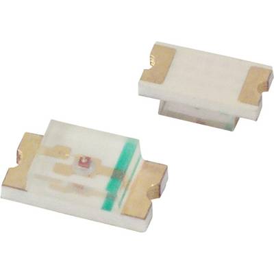 Two SMD components with gold-coloured contacts and a transparent housing, lying on a white surface.