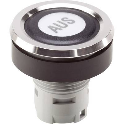 Black push button with a silver rim and the inscription 'OFF' in the centre, used for controlling or switching off devices.