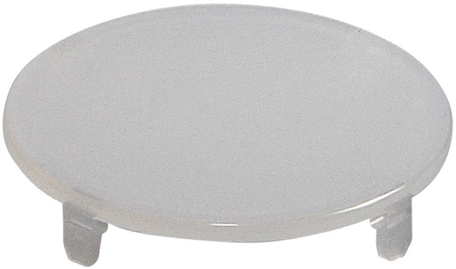 Round, transparent plastic object with a flat profile and two mounting clips on the underside.