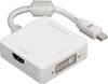 Hama 53245 DisplayPort / DVI / HDMI Adapter [1x Mini DisplayPort plug - 1x HDMI socket, DVI socket 29-pin, DisplayPort socket] White incl. ferrite core 0.15 m