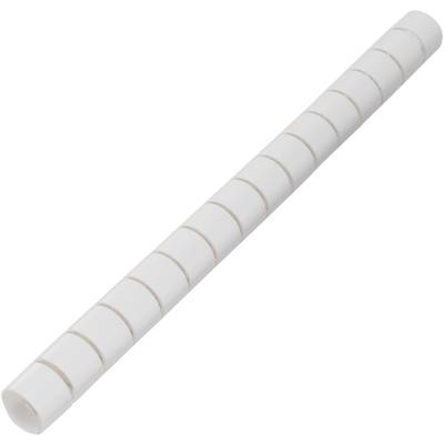A white cable spiral for organising and bundling cables on desks or in offices.