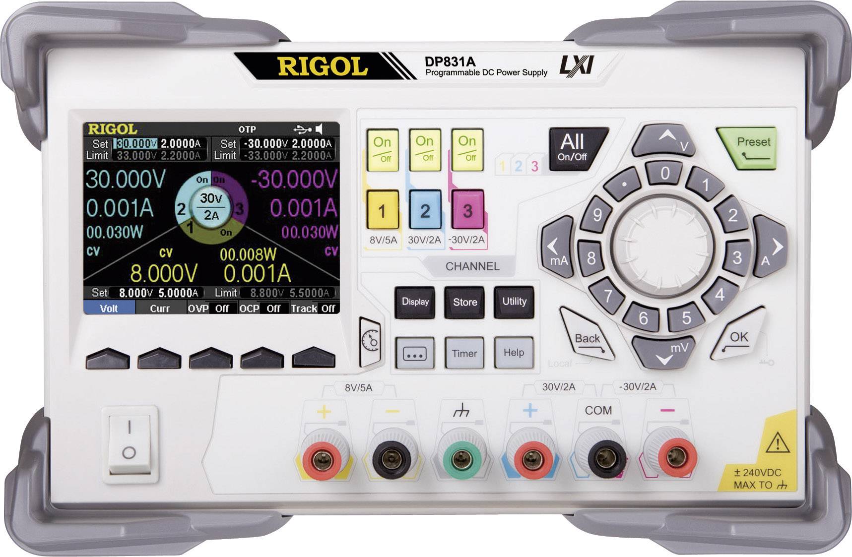 Rigol DP831A Bench PSU (adjustable voltage) 0 - 5 V DC 0 - 5 A 195 W No. of outputs 3 x