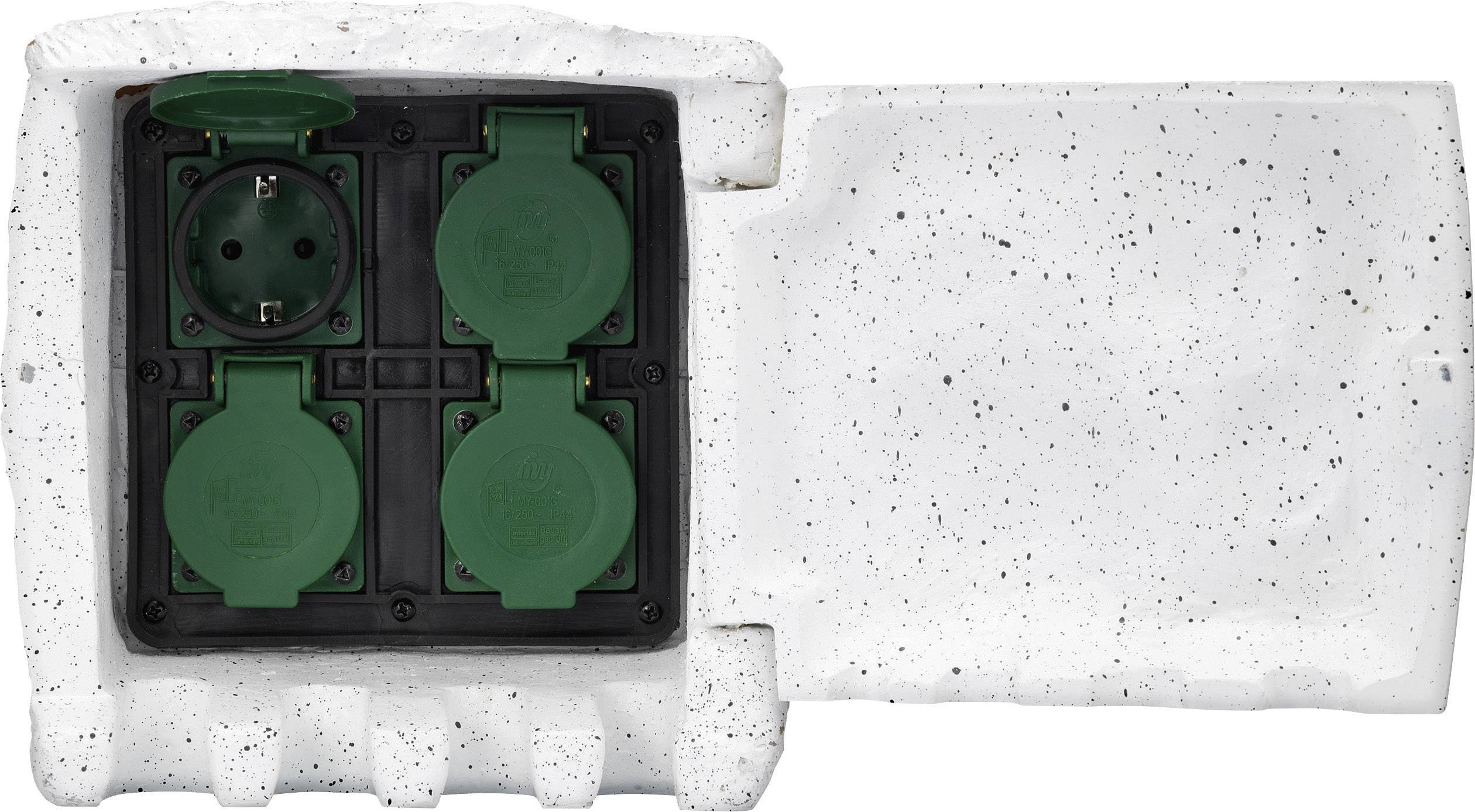 Image of Renkforce 1168609 Weatherproof power strip 4x White, Grey Stone look
