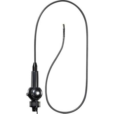 A flexible endoscopic arm displays a camera on a slender, long cable. Used in medical examinations.