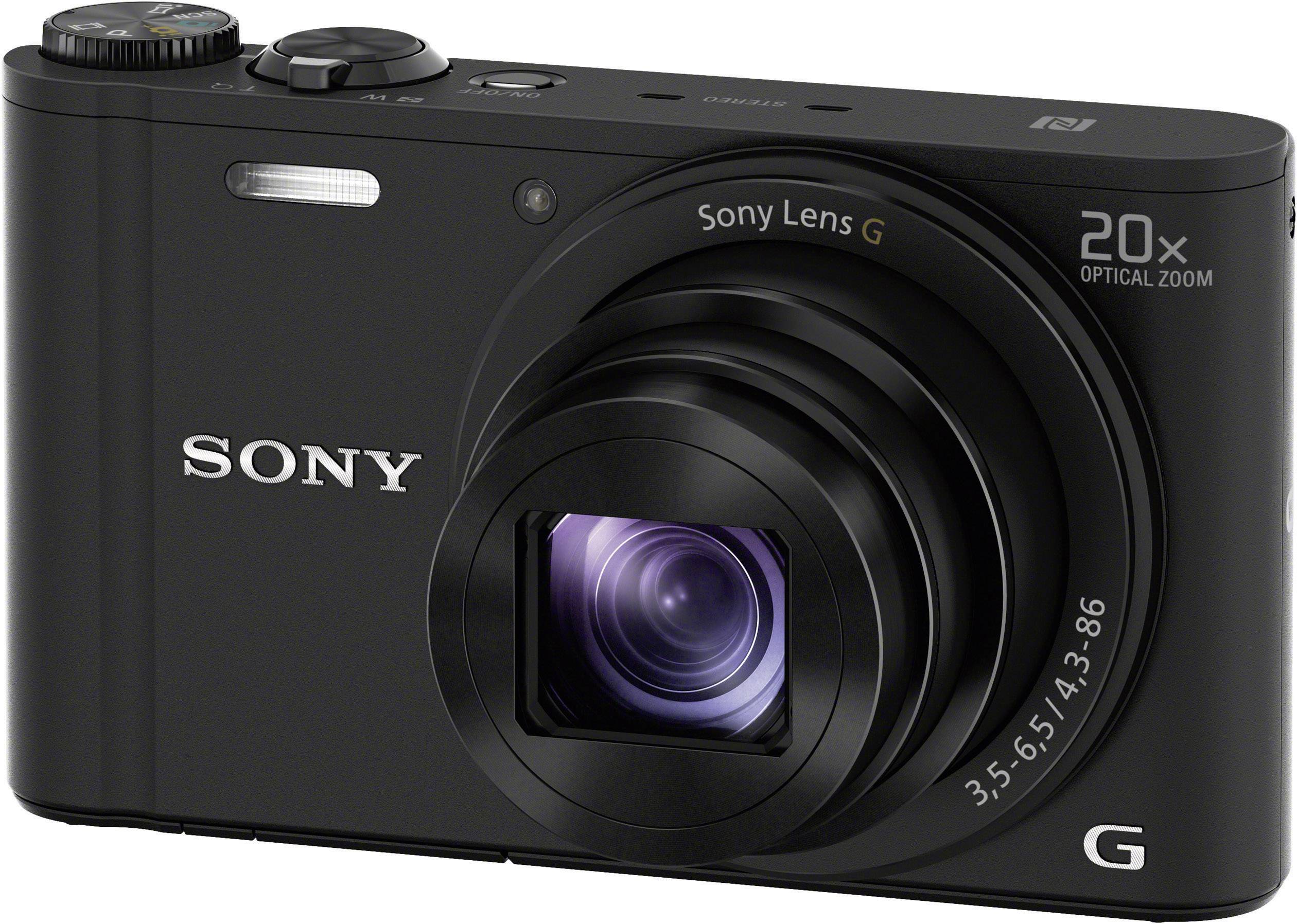 Sony Cyber-Shot DSC-WX350B Digital camera 18.2 MP Optical zoom: 20 x Black Full HD Video, Wi-Fi-21