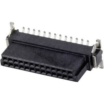 Close-up of a black connector with multiple metal pins, suitable for electronic devices and circuits.
