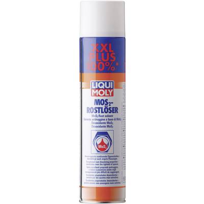 LIQUI MOLY MoS2 Rust Remover spray can in blue and orange packaging, with XXL PLUS 100% inscription, dissolves rust and protects against corrosion.