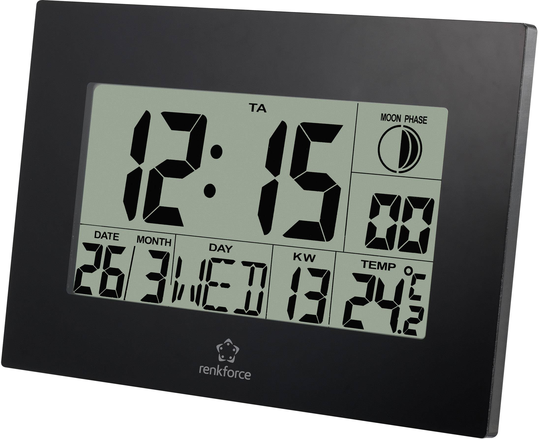 Renkforce E0311R Radio Wall clock 230 mm x 163 mm x 28 mm Black