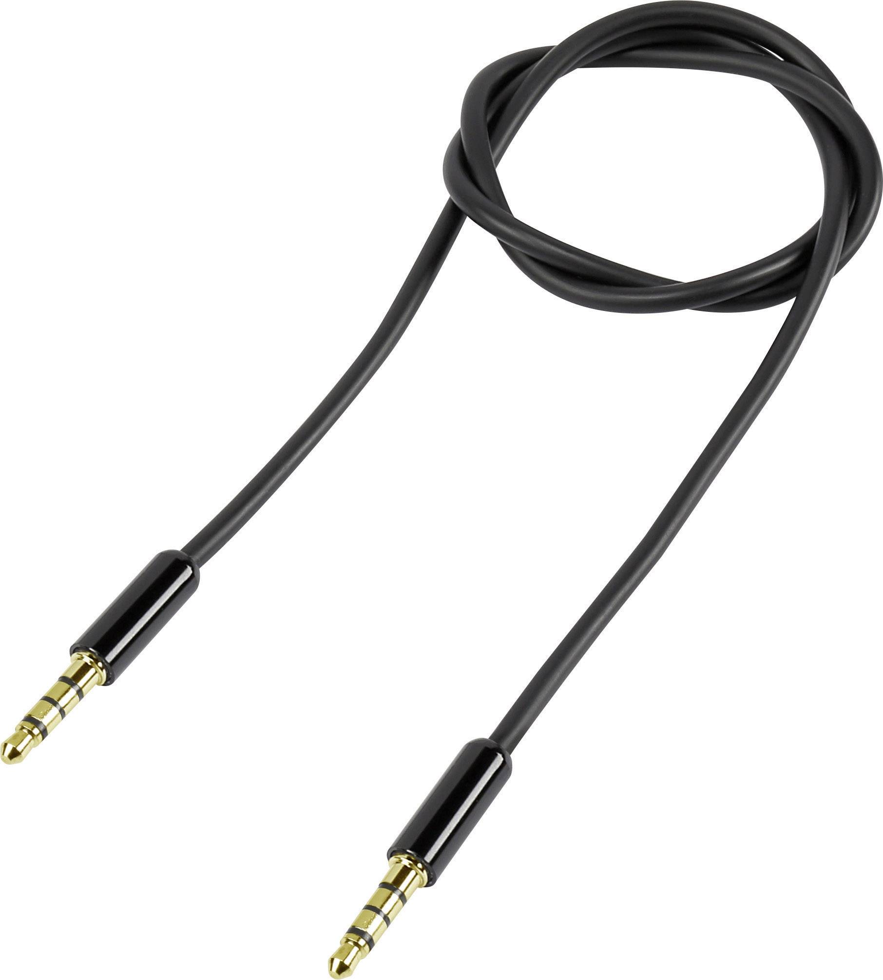 SpeaKa Professional SP-7870120 Jack Audio/phono Cable [1x Jack plug 3.5 mm - 1x Jack plug 3.5 mm] 1.00 m Black SuperSoft sheath, gold plated connectors