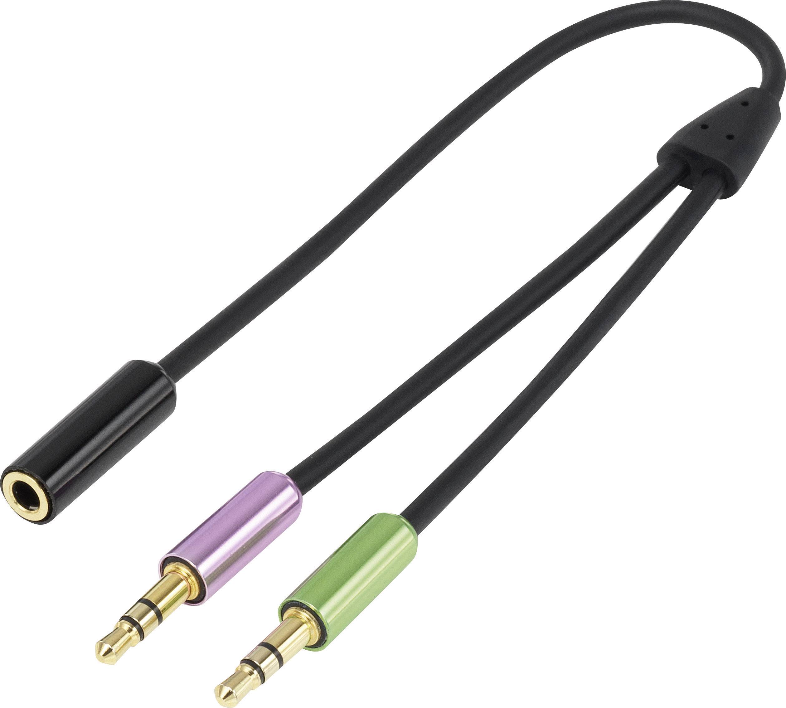 SpeaKa Professional SP-7870576 Jack Audio/phono Y adapter [2x Jack plug 3.5 mm - 1x Jack socket 3.5 mm] Black