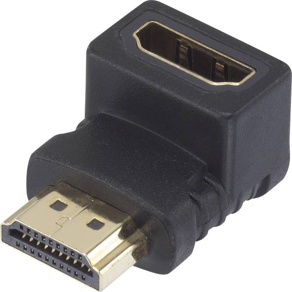 HDMI Adapter [1x HDMI plug - 1x HDMI socket] 90° angled at the top gold plated connectors SpeaKa Professional