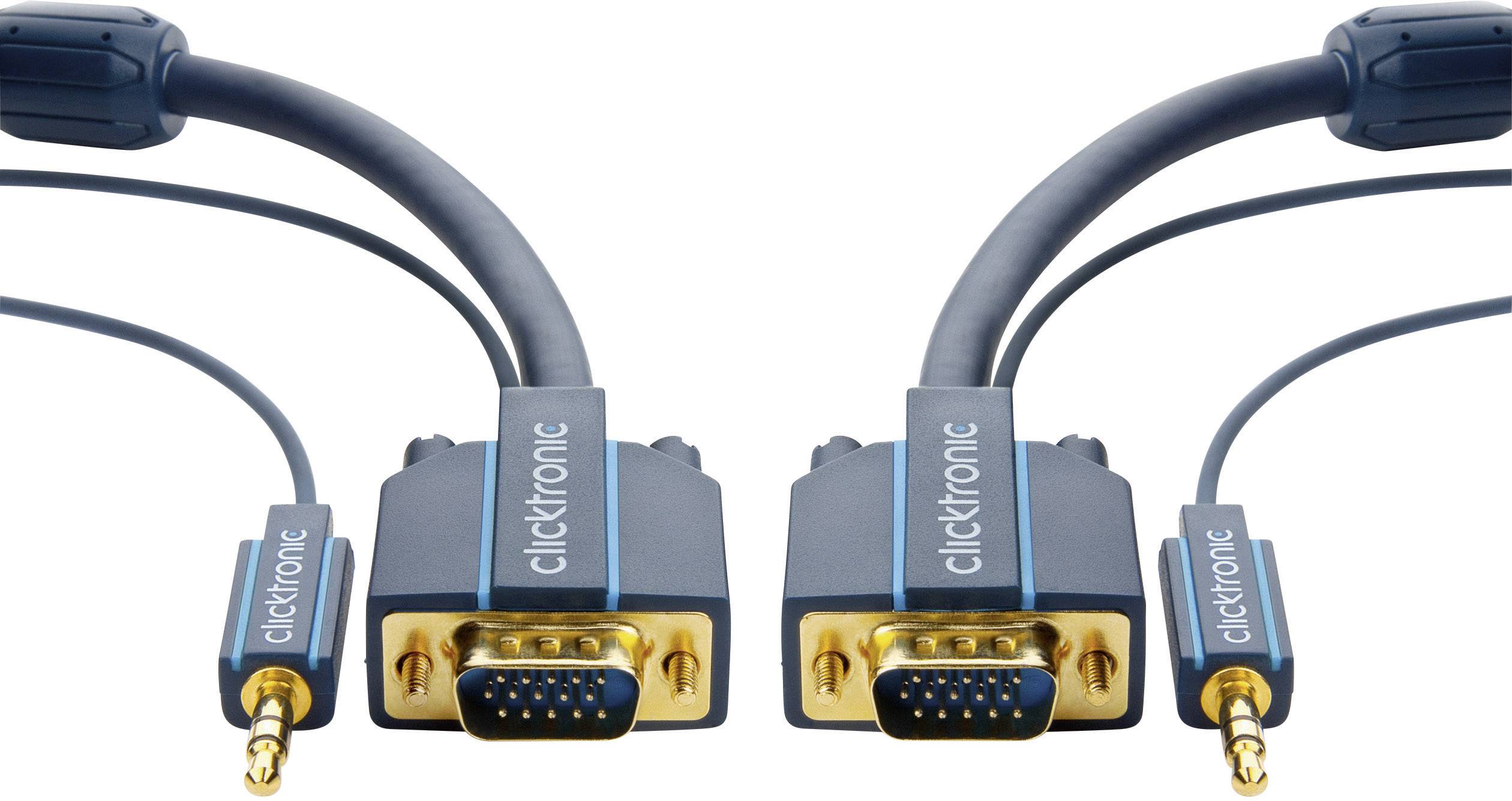 clicktronic VGA / Jack Cable 3.00 m gold plated connectors Blue [1x VGA