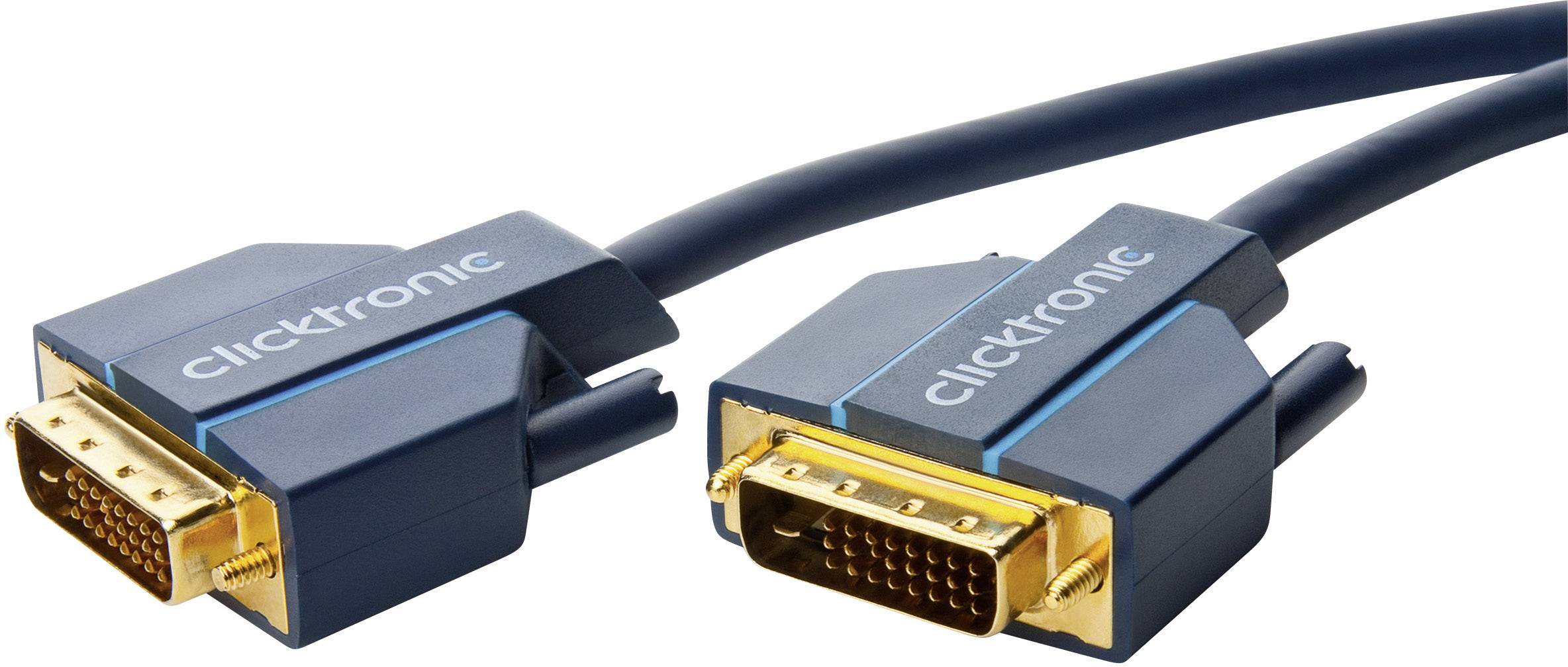 clicktronic DVI Cable 7.50 m 70335 gold plated connectors Blue [1x DVI