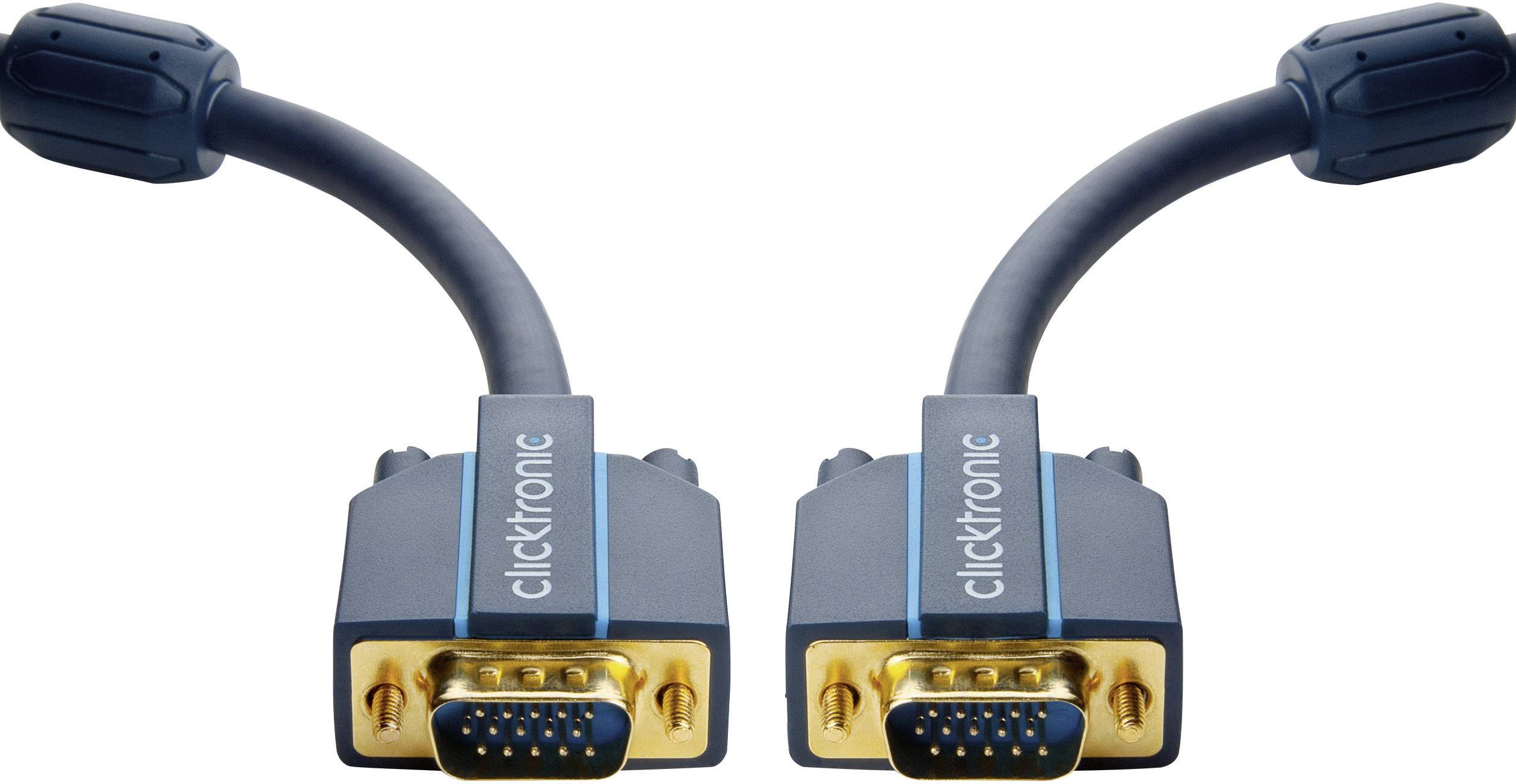 clicktronic VGA Cable 5.00 m 70353 gold plated connectors Blue [1x VGA
