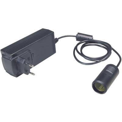 Black power adapter with cable and plug, suitable for European sockets.