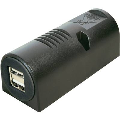 ProCar USB-surface-mounted double socket Max. load capacity=5 A Compatible with (details) USB-A Steckdose 12 V to 5V, 24