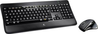 Logitech Radio Keyboard and mouse set Backlit German, QWERTZ, Windows® Black | Conrad.com