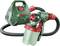 Bosch Paint Spray System PFS 3000-2 in Green and Red. Includes a paint reservoir, a hose, and a spray gun for applying paint.