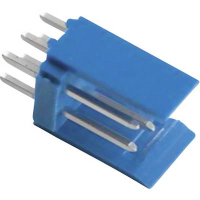 A blue electrical jumper wire with metal pins, used for connecting circuits on circuit boards.