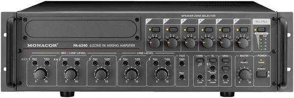 Monacor PA-6240 PA amplifier 240 W 6-zone