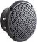 A black speaker with a circular grille on the front, suitable for audio output in technical devices.