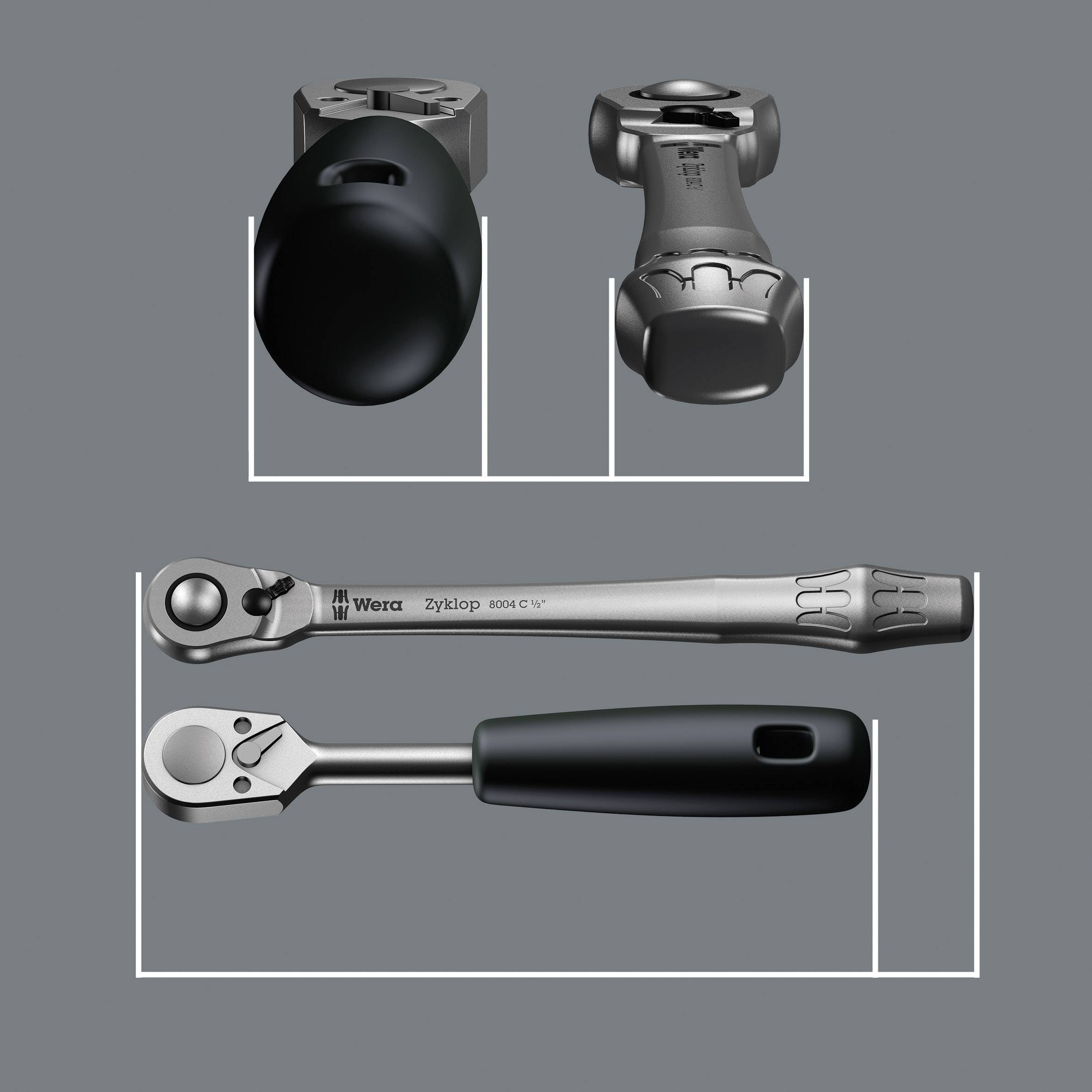 Wera Cyclops Ratchet Set with ergonomic handle and rotatable head for flexible use in various screw-driving tasks.