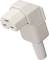 A white, angled electrical plug with a triangular socket configuration, commonly used for specialised technical applications.