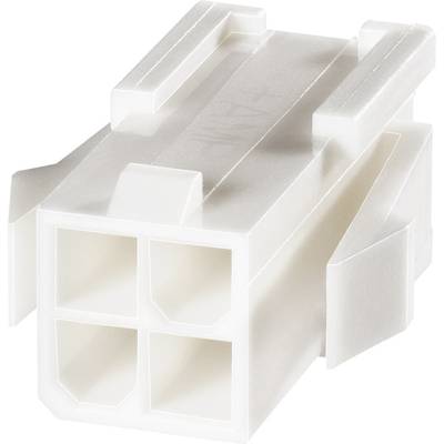 White plastic connector with four square socket slots, side locking elements, and marked top surface.