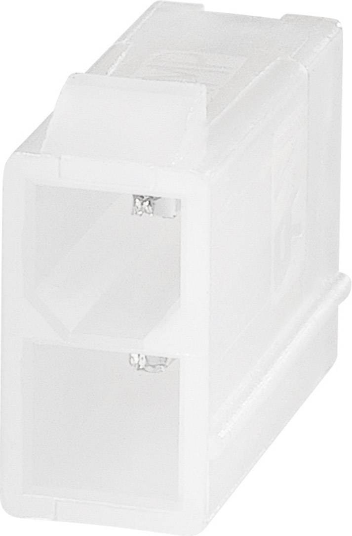White rectangular plastic plug with two vertical openings, suitable for electrical connections.