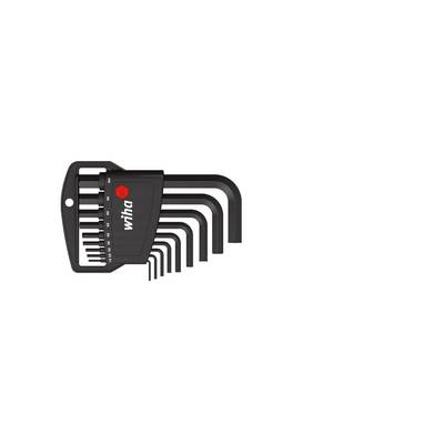 A set of black Allen keys in different sizes, held in a holder.