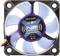 PC fan with the inscription 'ultra quiet, NB Noiseblocker, XS1'. Circular design with blue fan blades.