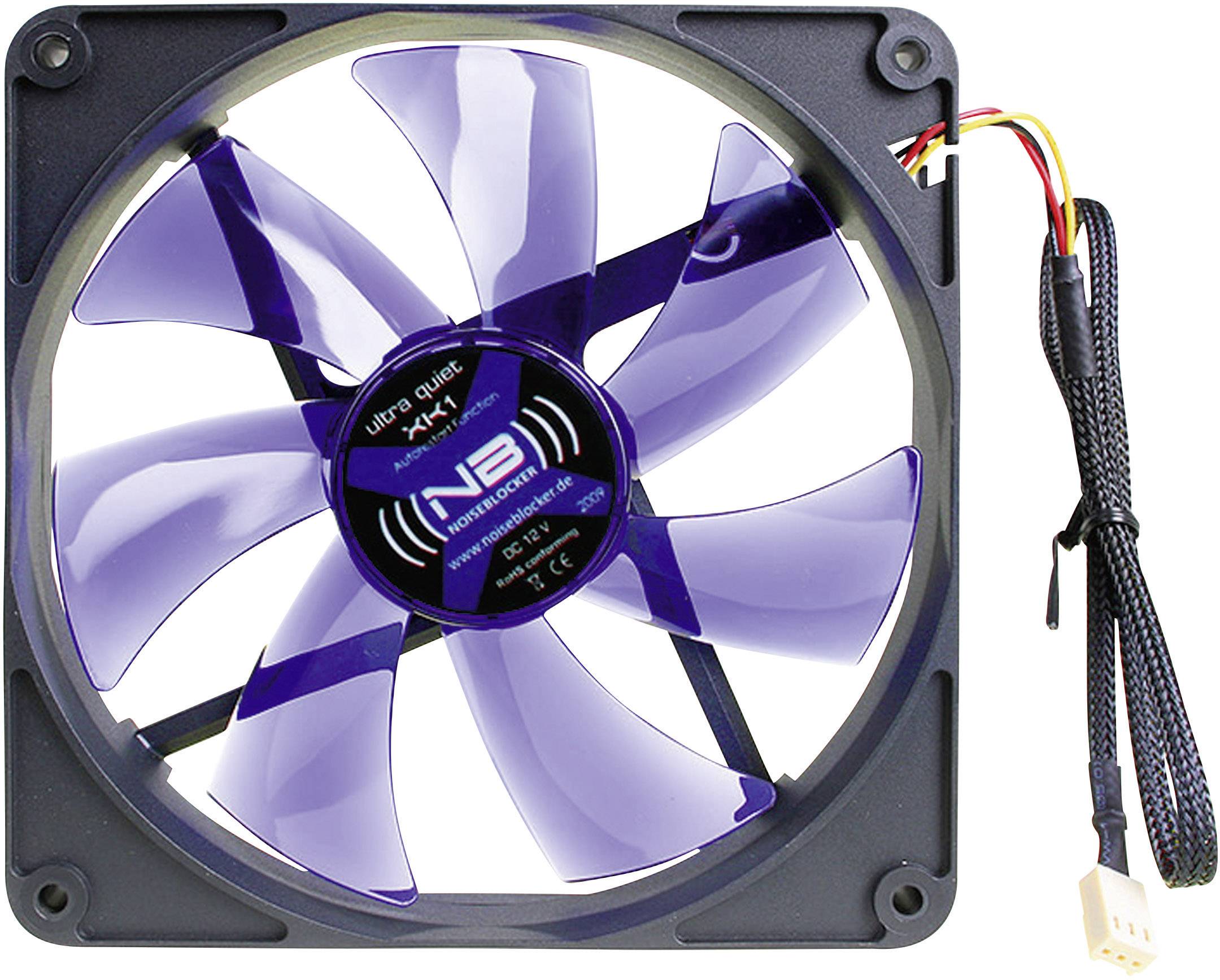 NoiseBlocker BlackSilent XK1 PC fan Black, Blue (transparent) (W x H x D) 140 x 140 x 25 mm