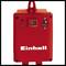 A red Einhell device, possibly a control box or control unit, with buttons and LED indicators on the front panel.